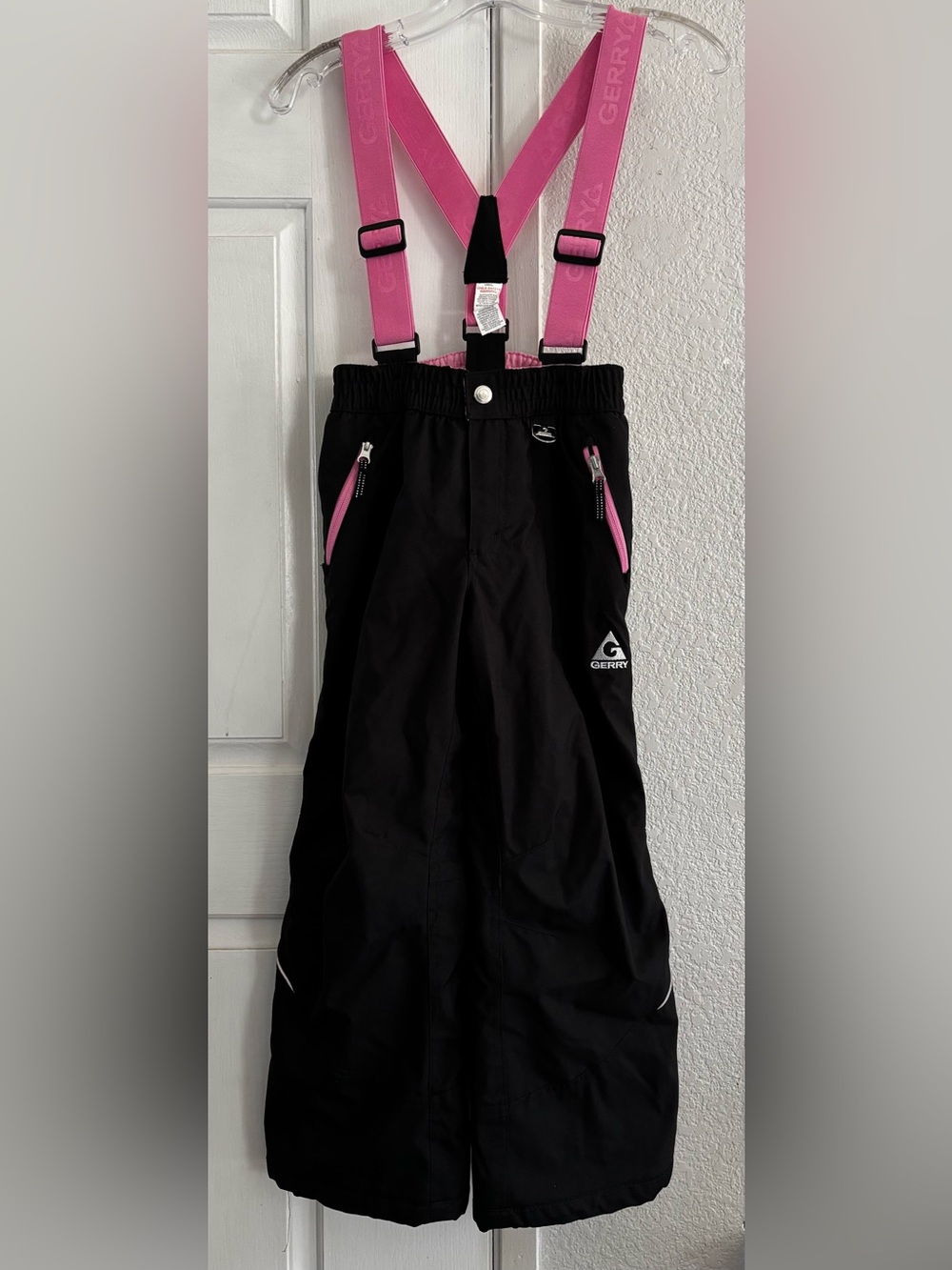 Gerry Weber Kids Black Snow Pants with Pink Suspenders Size Small 7/8